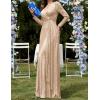 meilun Long Sleeve Sequin Dress for Women Formal Gowns Sparkly V Neck Maxi Dress(Champagne)