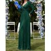 meilun Long Sleeve Sequin Dress for Women Formal Gowns Sparkly V Neck Maxi Dress(Darkgreen)