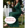 meilun Long Sleeve Sequin Dress for Women Formal Gowns Sparkly V Neck Maxi Dress(Darkgreen)