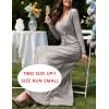 meilun Long Sleeve Sequin Dress for Women Formal Gowns Sparkly V Neck Maxi Dress(Grey)