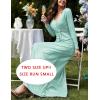 meilun Long Sleeve Sequin Dress for Women Formal Gowns Sparkly V Neck Maxi Dress(Lightgreen)