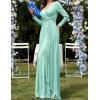 meilun Long Sleeve Sequin Dress for Women Formal Gowns Sparkly V Neck Maxi Dress(Lightgreen)