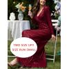meilun Long Sleeve Sequin Dress for Women Formal Gowns Sparkly V Neck Maxi Dress(Wine)