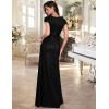 meilun Short Sleeve Sequin Dress for Women Formal Evening Gowns Sparkly V Neck 1920s Long Dress(B-black)