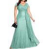 meilun Short Sleeve Sequin Dress for Women Formal Evening Gowns Sparkly V Neck 1920s Long Dress(B-lightgreen)