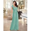 meilun Short Sleeve Sequin Dress for Women Formal Evening Gowns Sparkly V Neck 1920s Long Dress(B-lightgreen)