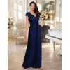 meilun Short Sleeve Sequin Dress for Women Formal Evening Gowns Sparkly V Neck 1920s Long Dress(B-navy)