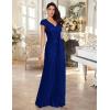 meilun Short Sleeve Sequin Dress for Women Formal Evening Gowns Sparkly V Neck 1920s Long Dress(B-royalblue2)