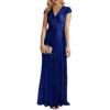 meilun Short Sleeve Sequin Dress for Women Formal Evening Gowns Sparkly V Neck 1920s Long Dress(B-royalblue2)