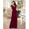 meilun Short Sleeve Sequin Dress for Women Formal Evening Gowns Sparkly V Neck 1920s Long Dress(B-wine)