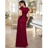 meilun Short Sleeve Sequin Dress for Women Formal Evening Gowns Sparkly V Neck 1920s Long Dress(B-wine)