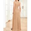 meilun Sleeveless Sequin Dress for Women Formal Gowns Sparkly V Neck Maxi Dress for Wedding Guest(A-champagne)