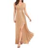 meilun Sleeveless Sequin Dress for Women Formal Gowns Sparkly V Neck Maxi Dress for Wedding Guest(A-champagne)
