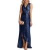 meilun Sleeveless Sequin Dress for Women Formal Gowns Sparkly V Neck Maxi Dress for Wedding Guest(A-darkblue)