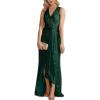 meilun Sleeveless Sequin Dress for Women Formal Gowns Sparkly V Neck Maxi Dress for Wedding Guest(A-darkgreen)