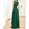 meilun Sleeveless Sequin Dress for Women Formal Gowns Sparkly V Neck Maxi Dress for Wedding Guest(A-darkgreen)