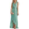 meilun Sleeveless Sequin Dress for Women Formal Gowns Sparkly V Neck Maxi Dress for Wedding Guest(A-lightgreen)