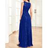 meilun Sleeveless Sequin Dress for Women Formal Gowns Sparkly V Neck Maxi Dress for Wedding Guest(A-royalblue)