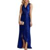 meilun Sleeveless Sequin Dress for Women Formal Gowns Sparkly V Neck Maxi Dress for Wedding Guest(A-royalblue)