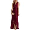 meilun Sleeveless Sequin Dress for Women Formal Gowns Sparkly V Neck Maxi Dress for Wedding Guest(A-wine)