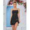 meilun Sparkly Glitter Mini Homecoming Dress for Teens Short Cocktail Party Dress with Ruffle Sequins Prom Gown(A-black)