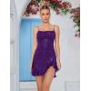 meilun Sparkly Glitter Mini Homecoming Dress for Teens Short Cocktail Party Dress with Ruffle Sequins Prom Gown(A-deeppurple)