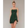 meilun Sparkly Glitter Mini Homecoming Dress for Teens Short Cocktail Party Dress with Ruffle Sequins Prom Gown(A-inkgreen)