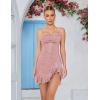 meilun Sparkly Glitter Mini Homecoming Dress for Teens Short Cocktail Party Dress with Ruffle Sequins Prom Gown(A-pink)