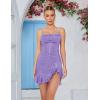 meilun Sparkly Glitter Mini Homecoming Dress for Teens Short Cocktail Party Dress with Ruffle Sequins Prom Gown(A-purple)