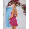 meilun Sparkly Glitter Mini Homecoming Dress for Teens Short Cocktail Party Dress with Ruffle Sequins Prom Gown(A-rose)