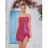 meilun Sparkly Glitter Mini Homecoming Dress for Teens Short Cocktail Party Dress with Ruffle Sequins Prom Gown(A-rose)