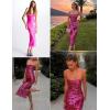 meilun Sparkly Women’s Spaghetti Strap Sequins Dresses Formal Evening Gowns Dress Holiday Maxi Dress(A-hotpink)