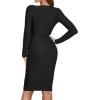 meilun Women V Neck Long Sleeve Formal Dress Slit Bandage Dress Wedding Guest Dress Fall(Black)