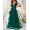 meilun Women’s Sleeveless V Neck Sequins Long Dress Mesh Prom Evening Maxi Dress(A-green)