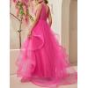 meilun Women’s Sleeveless V Neck Sequins Long Dress Mesh Prom Evening Maxi Dress(A-hotpink)