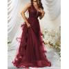 meilun Women’s Sleeveless V Neck Sequins Long Dress Mesh Prom Evening Maxi Dress(A-wine)