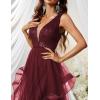 meilun Women’s Sleeveless V Neck Sequins Long Dress Mesh Prom Evening Maxi Dress(A-wine)