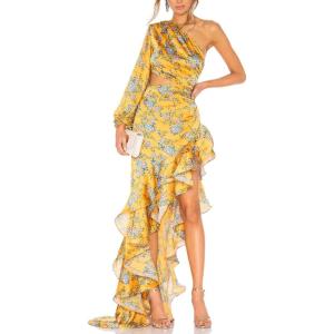 One Shoulder Floral Dress for Women Cut Out Ruffle Boho Maxi Dress(A_floral2)