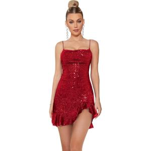meilun Sparkly Glitter Mini Homecoming Dress for Teens Short Cocktail Party Dress with Ruffle Sequins Prom Gown(A-wine)