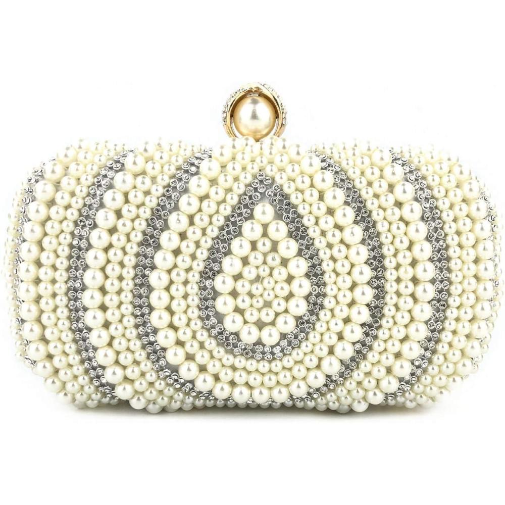 imagemeilun Womens Pearl Clutch Purses Glliter Banquet Handbag Evening BagsGold 1