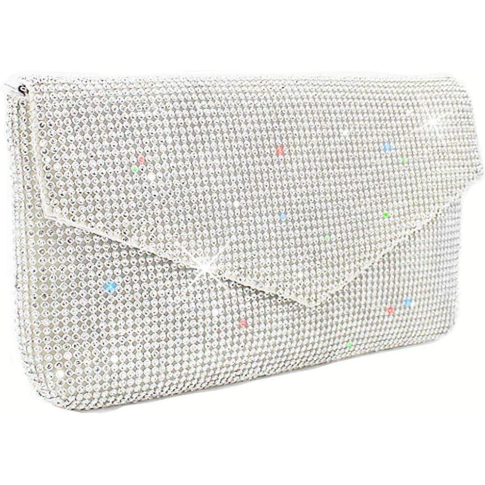 imagemeilun Womens Pearl Clutch Purses Glliter Banquet Handbag Evening BagsY1 Silver