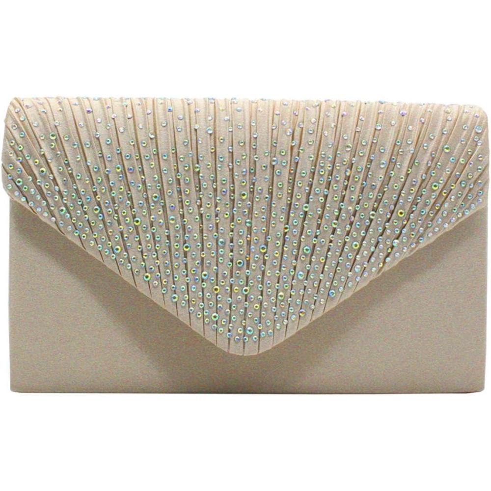 imagemeilun Womens Pearl Clutch Purses Glliter Banquet Handbag Evening BagsY3 Beige