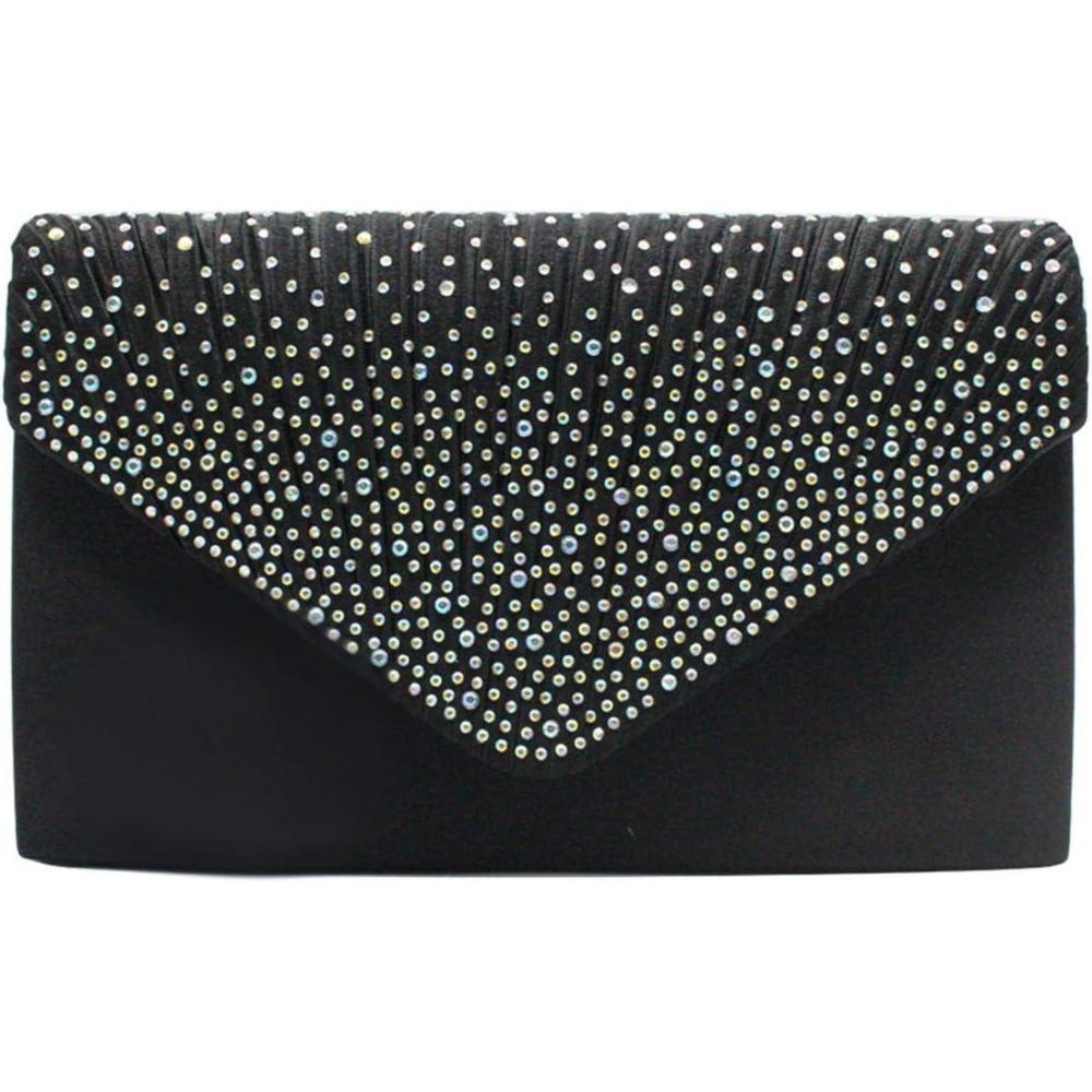 imagemeilun Womens Pearl Clutch Purses Glliter Banquet Handbag Evening BagsY3 Black