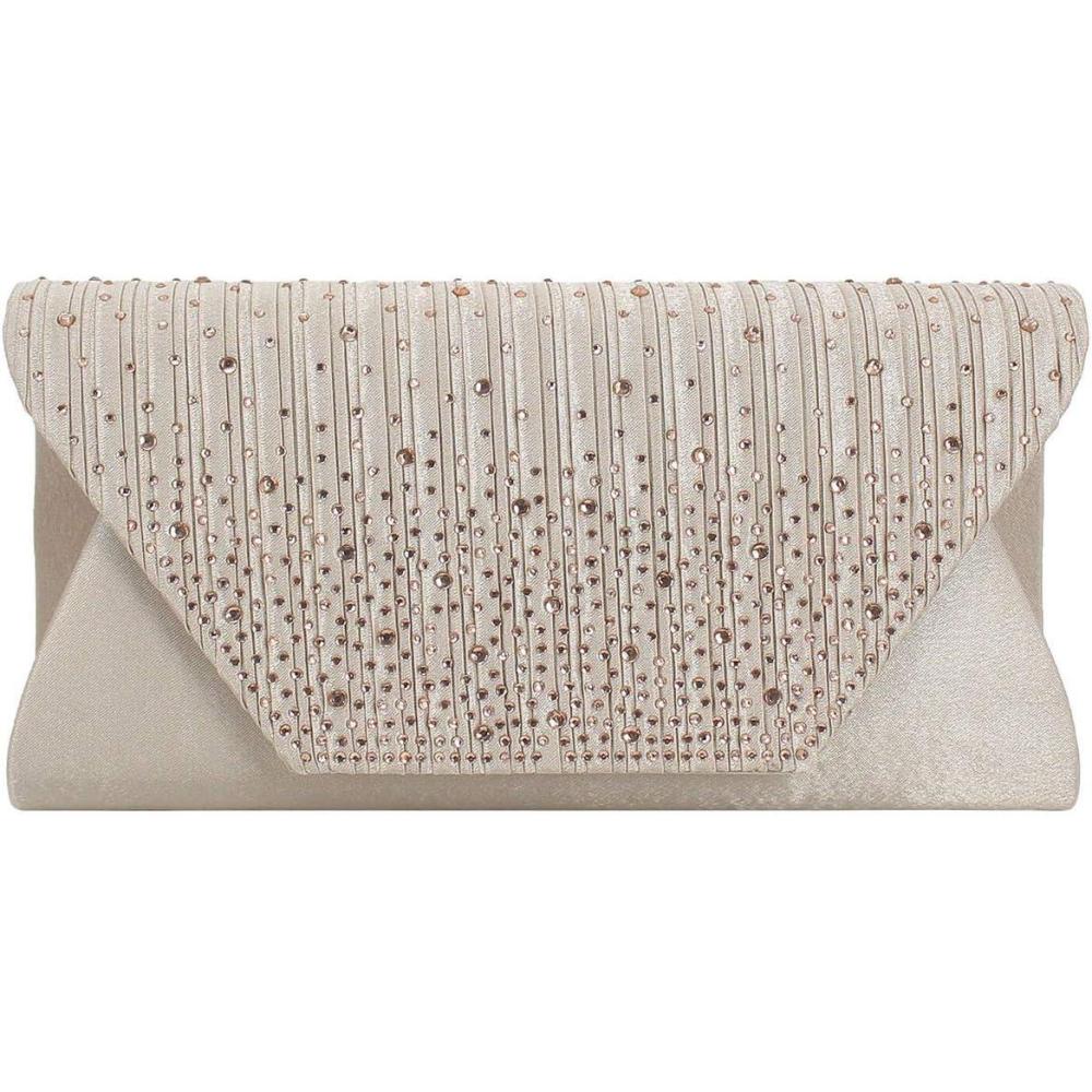 imagemeilun Womens Pearl Clutch Purses Glliter Banquet Handbag Evening BagsY4 Beige