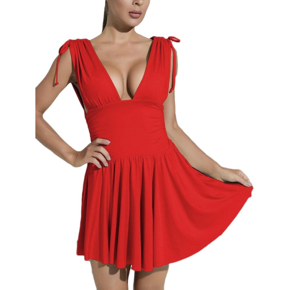 imagemeilun Womens Summer Sleeveless VNeck Bodycon Short Dress Party Club Cocktail DressesAred