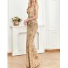 Long Sleeve Formal Evening Gowns Sequin Mermaid Maxi Dress for Wedding Guest(A-champagengold)