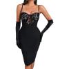Halter Lace Backless Bandage Dress Wedding Black Dress Short(B-black)
