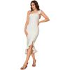 meilun Bandage Dresses Evening Wooden Earring One Shoulder White Wedding Dress(White)