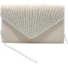 meilun Women’s Pearl Clutch Purses Glliter Banquet Handbag Evening Bags(Y3 Beige)