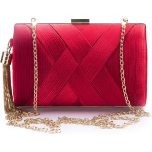 meilun Women’s Pearl Clutch Purses Glliter Banquet Handbag Evening Bags(Red 2)